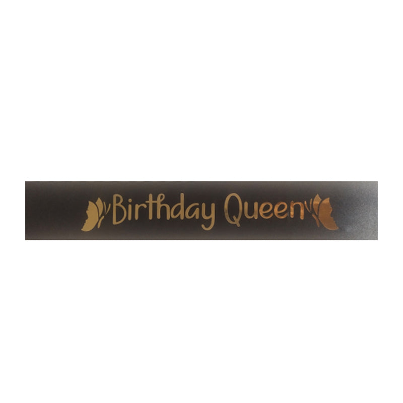 BIRTHDAY QUEEN BLACK COLOR WITH GOLD LETTERING SASH 