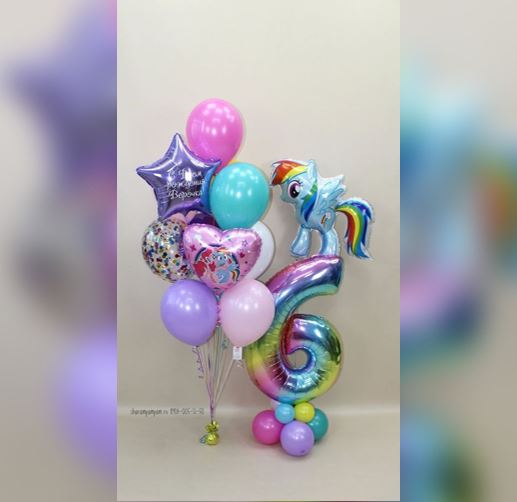 6 Number Pony RainBow Dash Balloon Bouquet