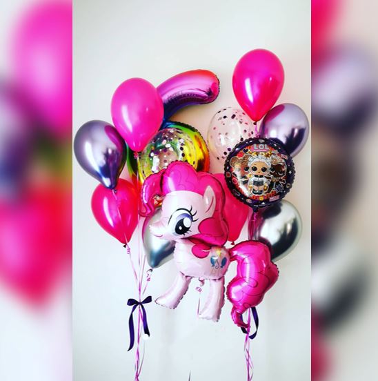 6 Number Pinky Pie  Pony Balloon Bouquet