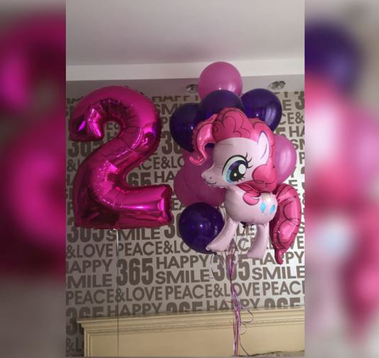 2 Number Little Pony Pinky Pie Latex Balloon Bouquet