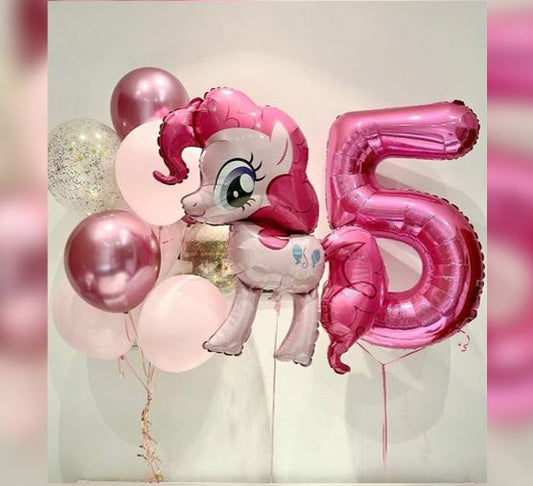 Number 5 Little Pony Latex Balloon Bouquet