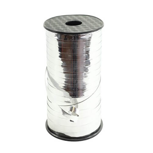 Party Balloons 500m. Metallic Silver Curling Ribbon 1Ct.