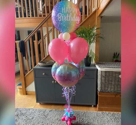 HBD Rainbow Theme Balloon Bunch