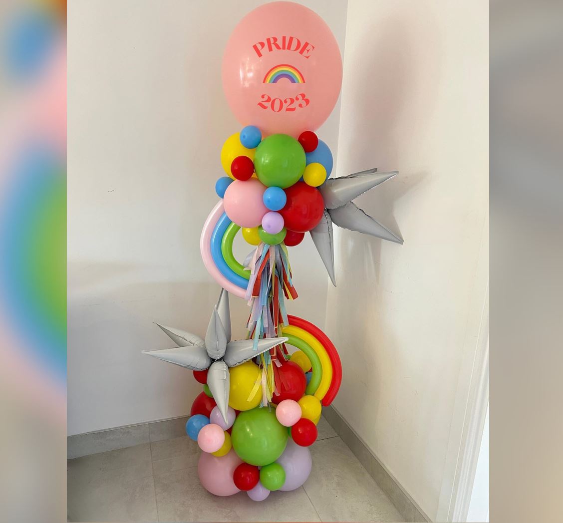 Rainbow Theme Cluster Balloon Bouquet