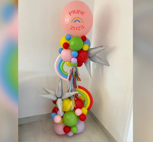Rainbow Theme Cluster Balloon Bouquet
