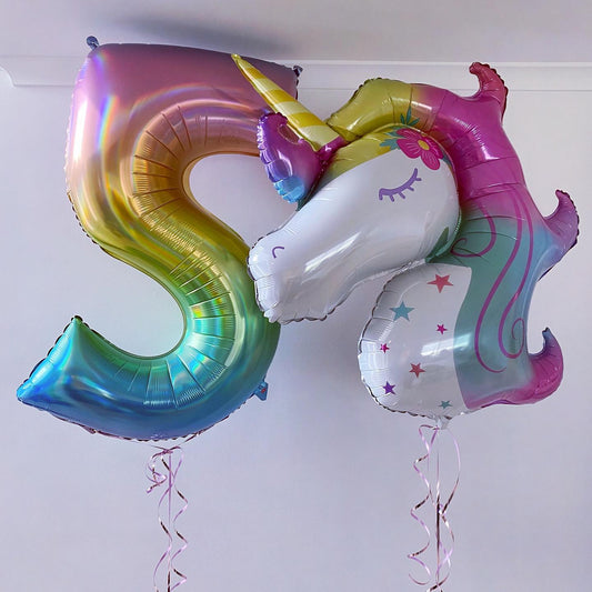 5th Birthday Unicorn And Rainbow Theme Balloon Bouquet