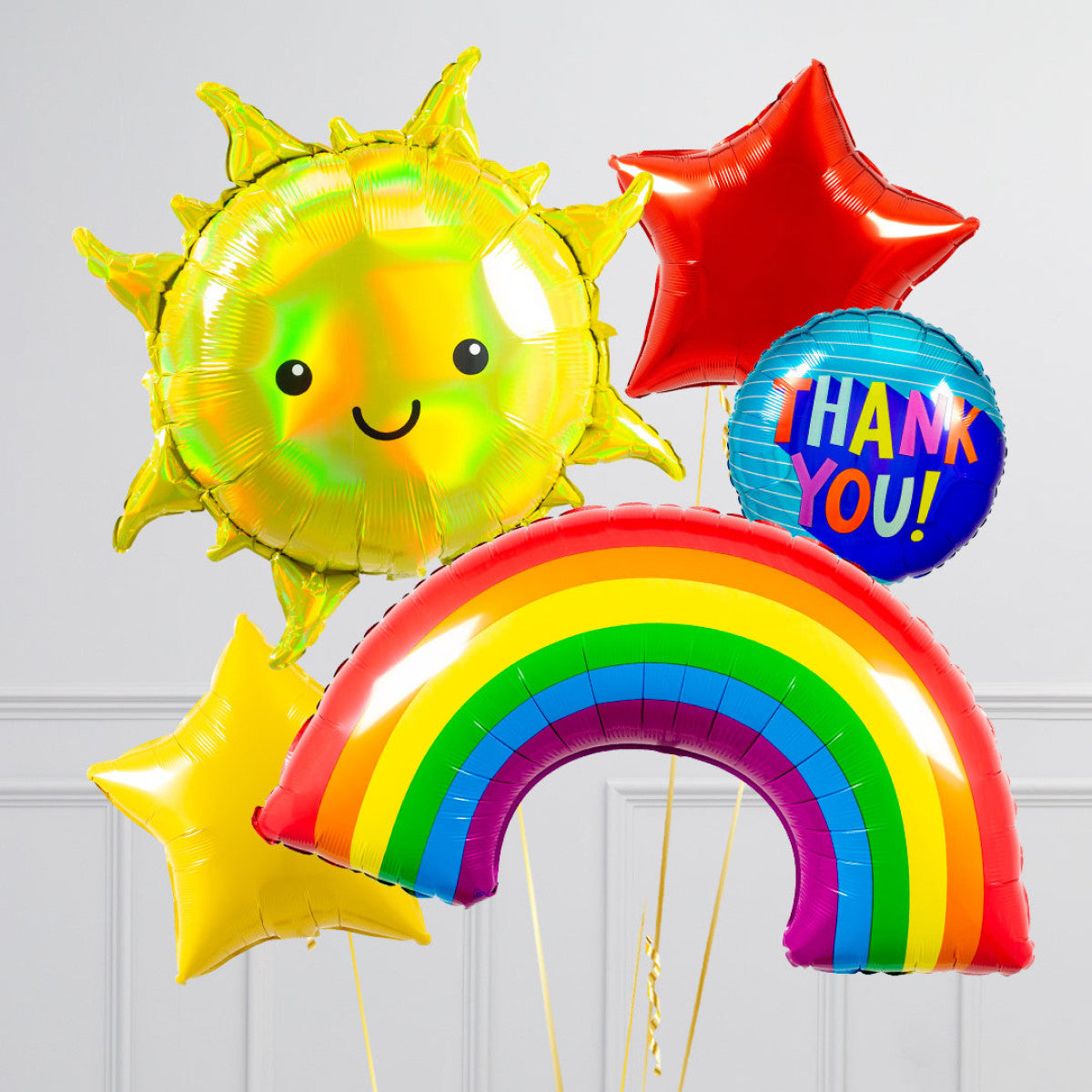 Rainbow Theme Sunshine Sun And Star Balloon Bouquet