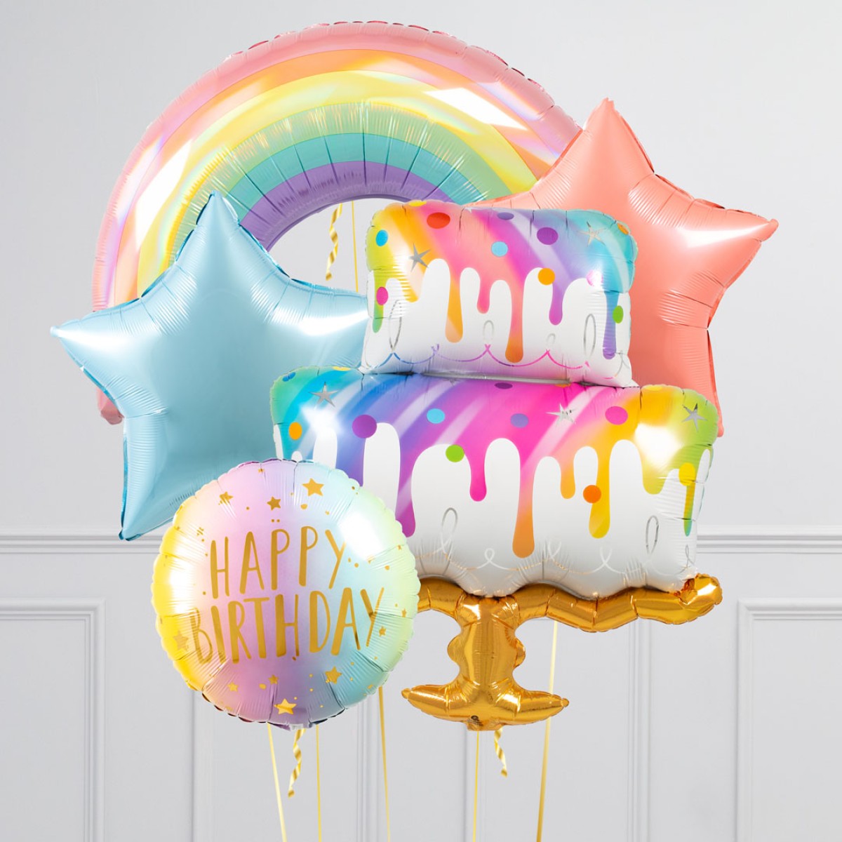 Rainbow Theme Happy Birtday Balloon Bouquet