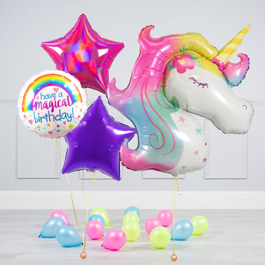 Rainbow Theme Unicorn HBD Balloon Bouquet