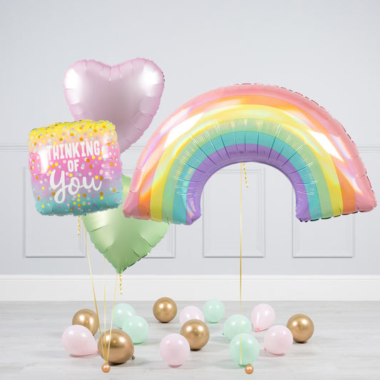Rainbow Theme  Heart Balloon Bouquet