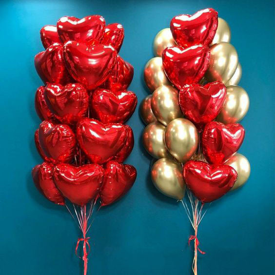 Heart Theme Chrome Gold Balloon Bouquet