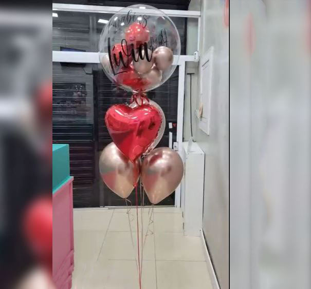 Personalised Bubble Heart Balloon Bouquet