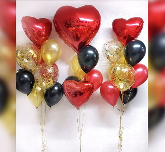 Heart Theme Confetti Latex Balloon Bouquet
