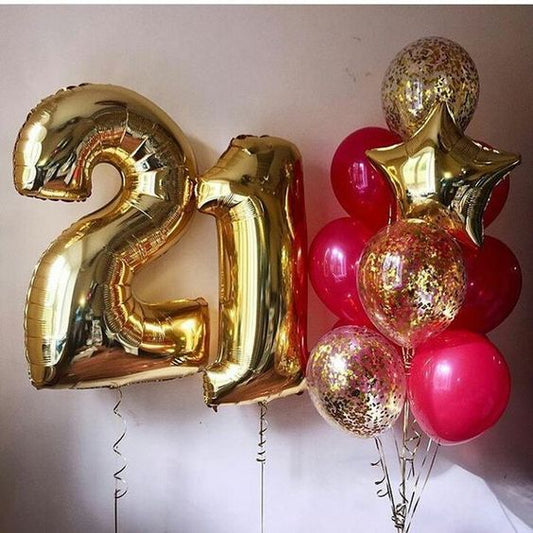 21st Birthday Latex And Confetti Balloon Bouquet