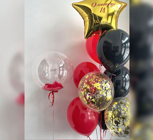 Gold Star And Bubble Balloon Bouquet