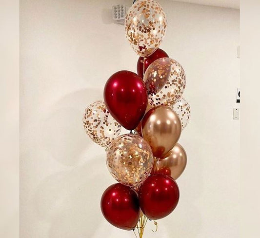 Chrome Gold And Confetti Balloon Bunch