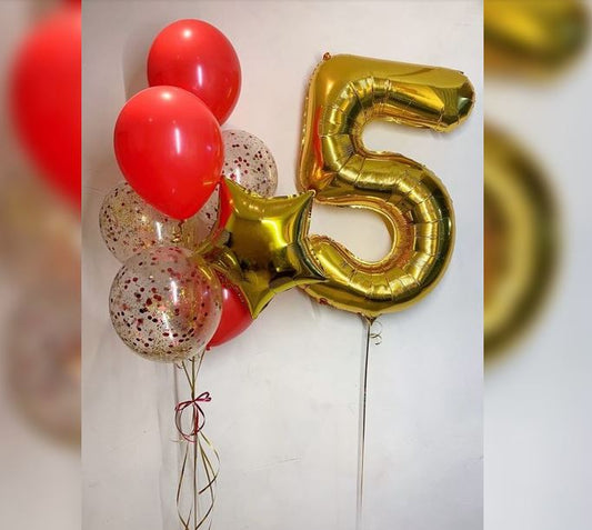 5th Number Star latex Balloon Bouquet