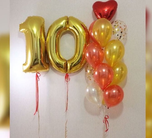 10th Birthday Latex Balloon Bunch