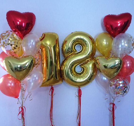 18th Number Heart Balloon Bouquet