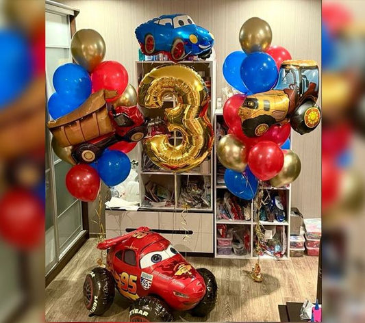 3rd Birthday Racing Car Balloon Bouquet