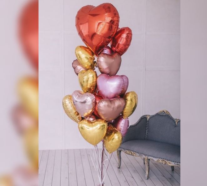 Heart Theme Foil Balloon Bouquet