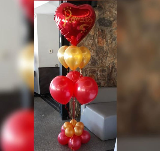 A Red Heart Foil Balloon Bouquet