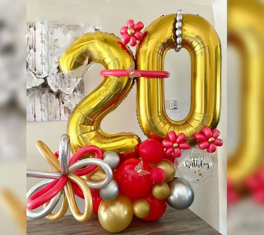 20th Birthday Flower Balloon Bouquet