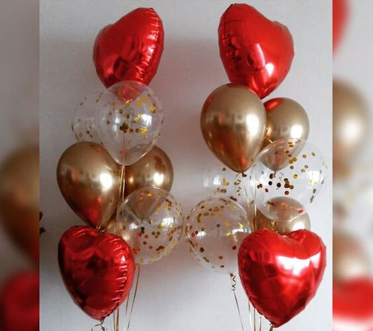 Red Heart Chrome Balloon Bunch