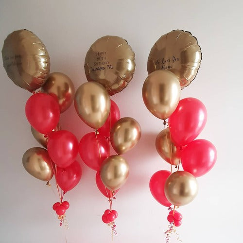 Gold Round Foil Balloon Bunches