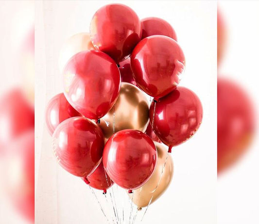 Red And Chrome Gold Balloon Bouquet
