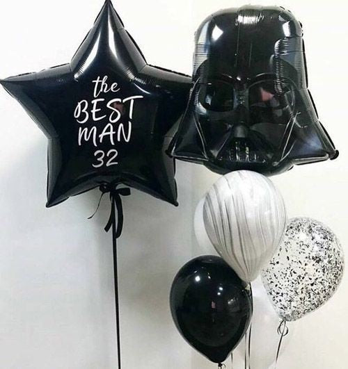 Party Balloon Black Gold Theme Helium Balloons Bouquet-12