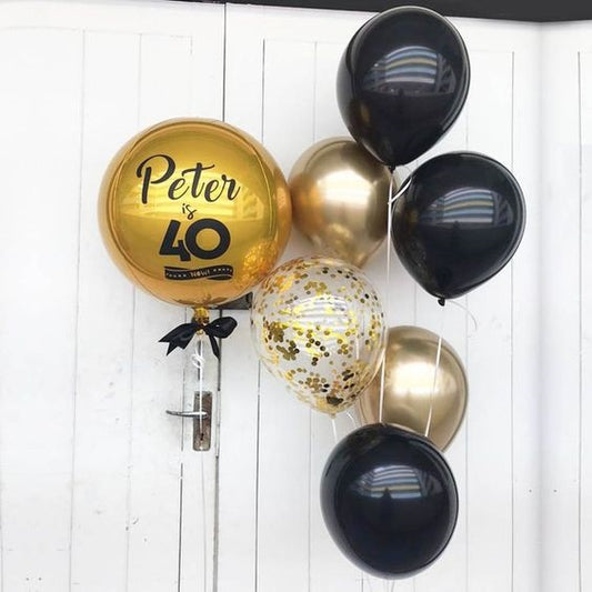 Party Balloon Black Gold Theme Helium Balloons Bouquet-13