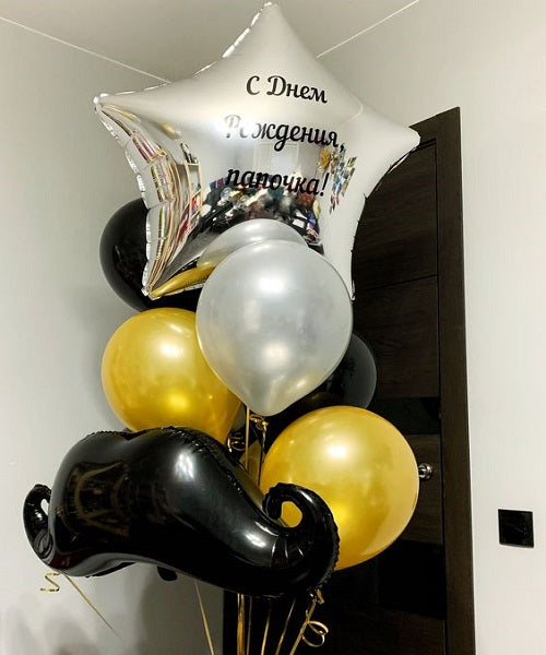 Party Balloon Black Gold Theme Helium Balloons Bouquet-15