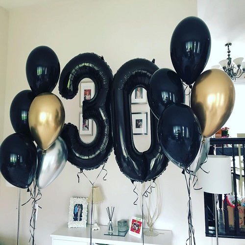 Party Balloon Black Gold Theme Helium Balloons Bouquet-17