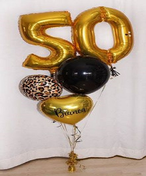 Party Balloon Black Gold Theme Helium Balloons Bouquet-18