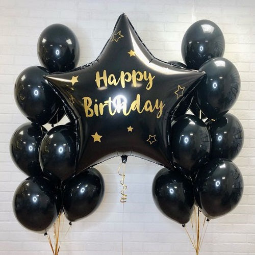 Party Balloon Black Gold Theme Helium Balloons Bouquet-23
