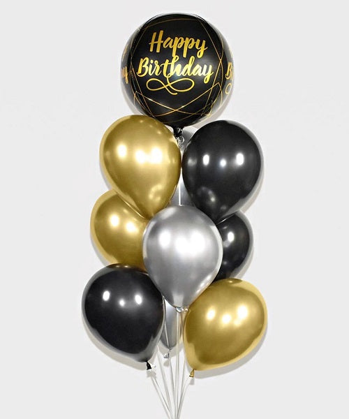 Party Balloon Black Gold Theme Helium Balloons Bouquet-26