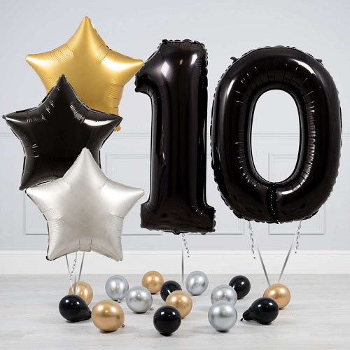 Party Balloon Black Gold Theme Helium Balloons Bouquet-27