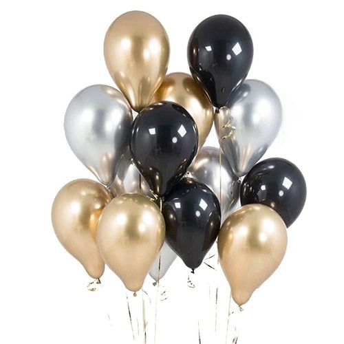 Party Balloon Black Gold Theme Helium Balloons Bouquet-29