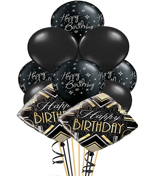 Party Balloon Black Gold Theme Helium Balloons Bouquet-33