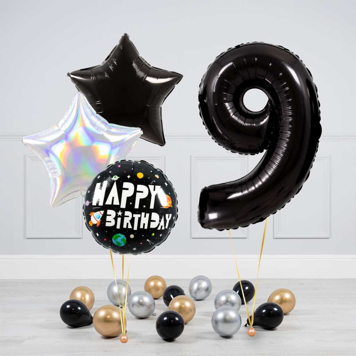 Party Balloon Black Gold Theme Helium Balloons Bouquet-35
