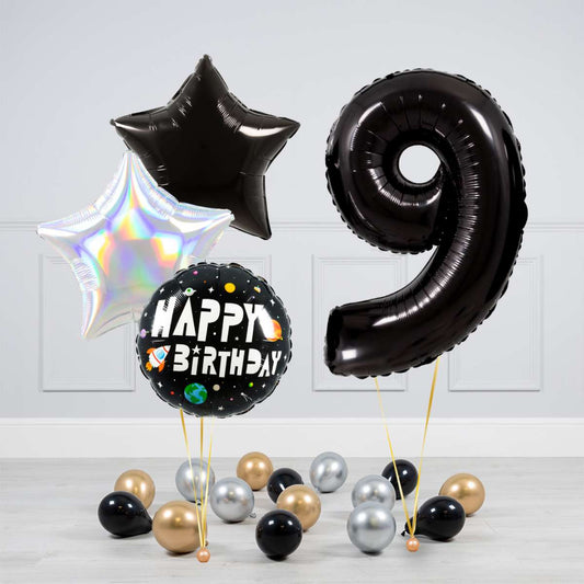 Party Balloon Black Gold Theme Helium Balloons Bouquet-35