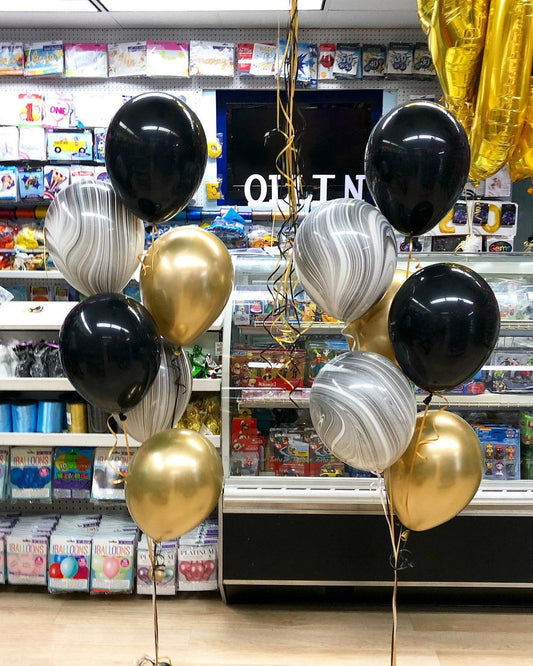 Party Balloon Black Gold Theme Helium Balloons Bouquet-10