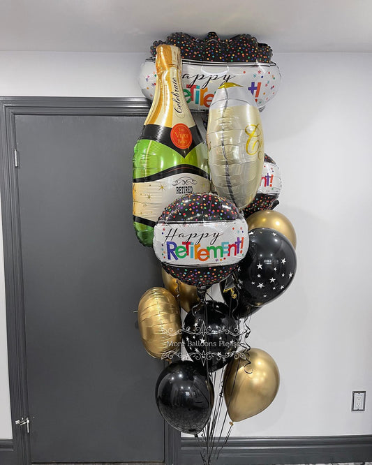 Happy Retirement Theme Champange Balloon Bouquet