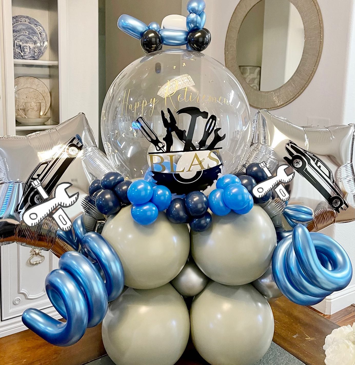Retirement Engineer Theme Personalized Bubble Balloon BOuquet