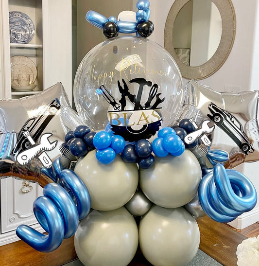 Retirement Engineer Theme Personalized Bubble Balloon BOuquet