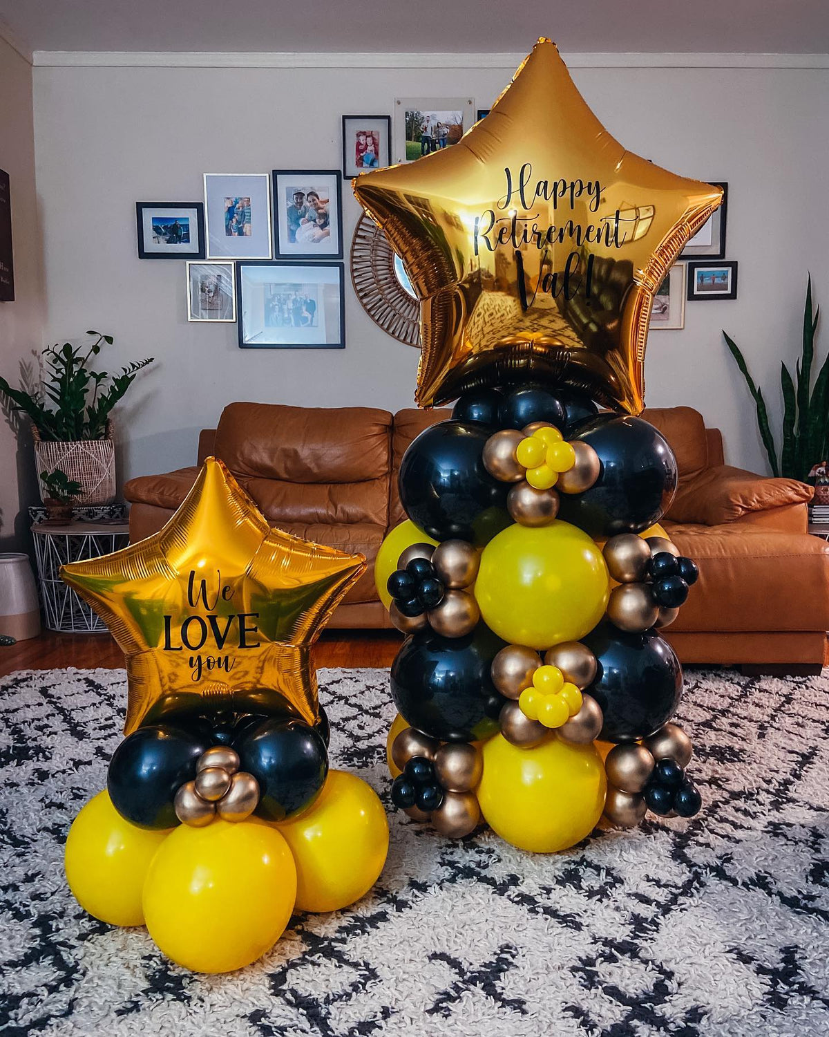 Personalized Gold Star Theme Cluster Balloon Bouquet