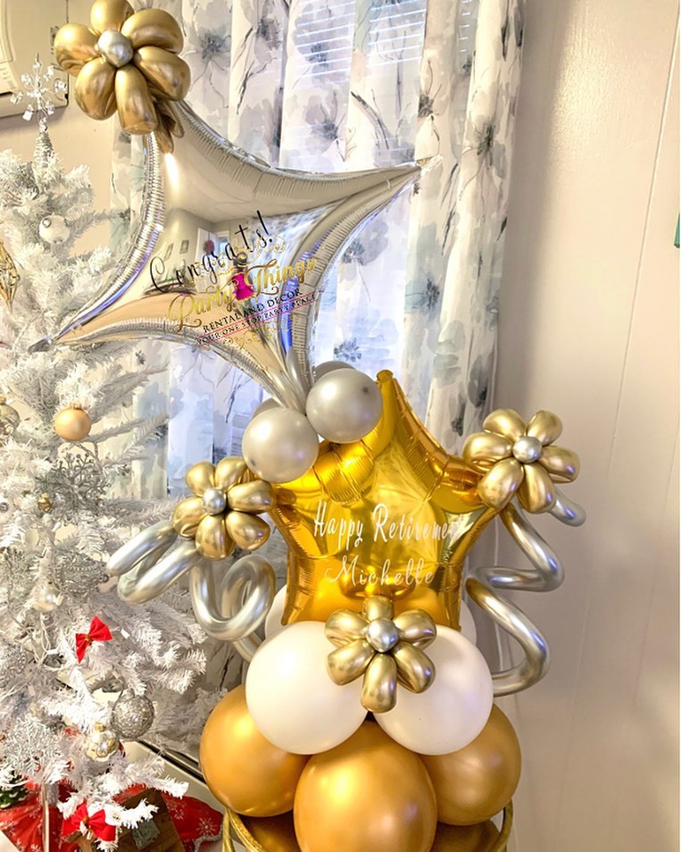 Congrats And Happy Retirement Theme Star Cluster Balloon Bouquet