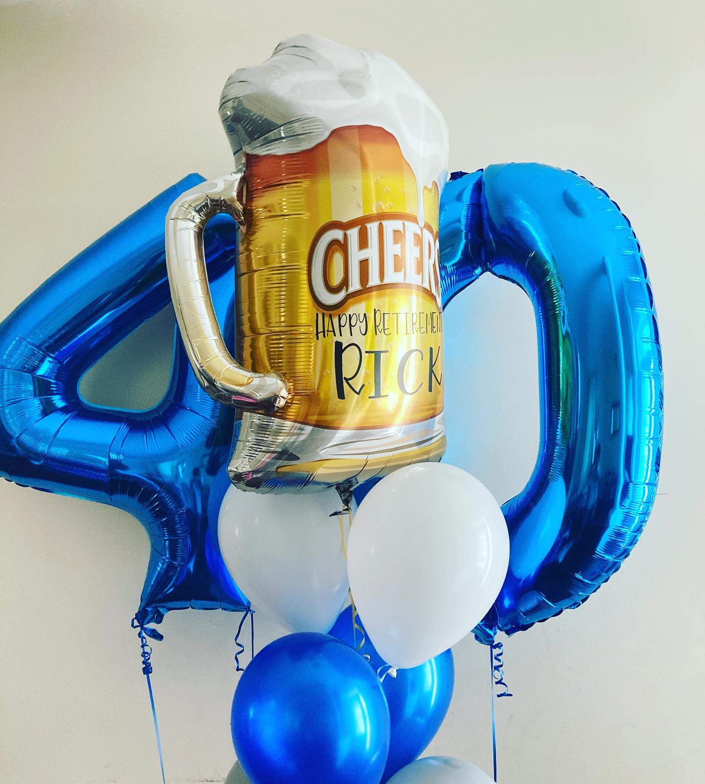Happy Retirement Theme 40th Number Cheers Mug Balloon Bouquet
