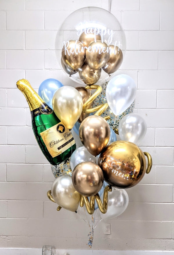 Personalized Bubble And Champagne Bottle Balloon Bouquet